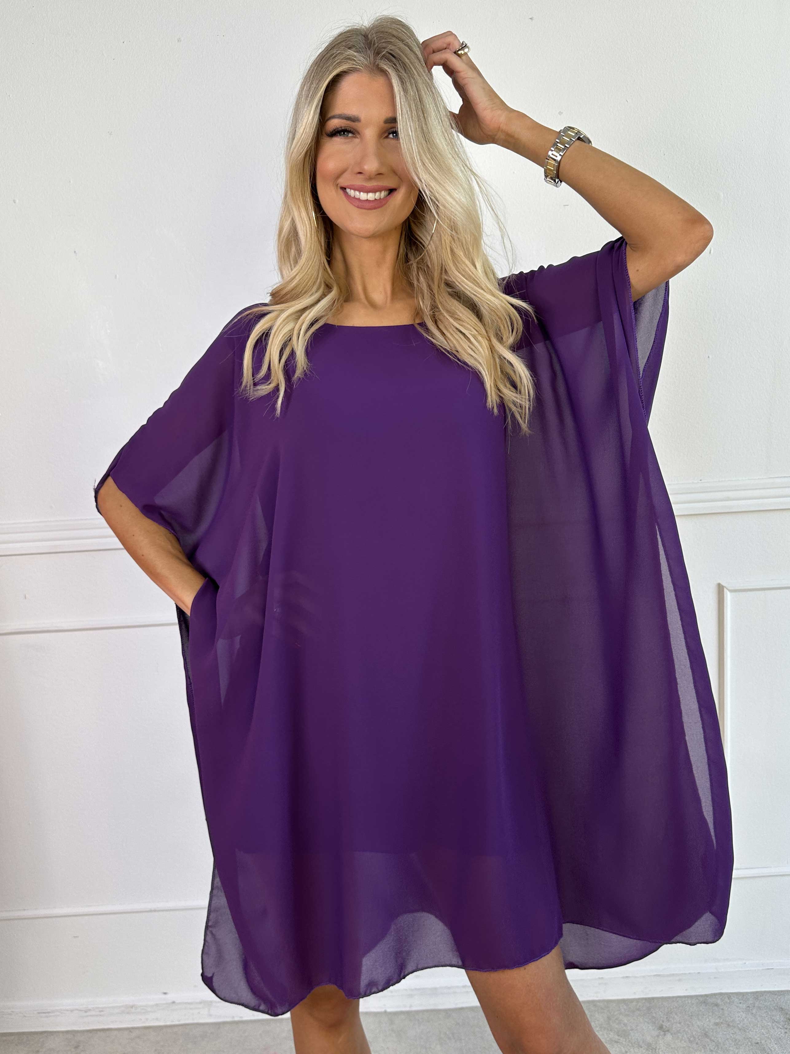 Mirabella Plain - Tunikaklänning med chiffonglager och underkjol i viskos